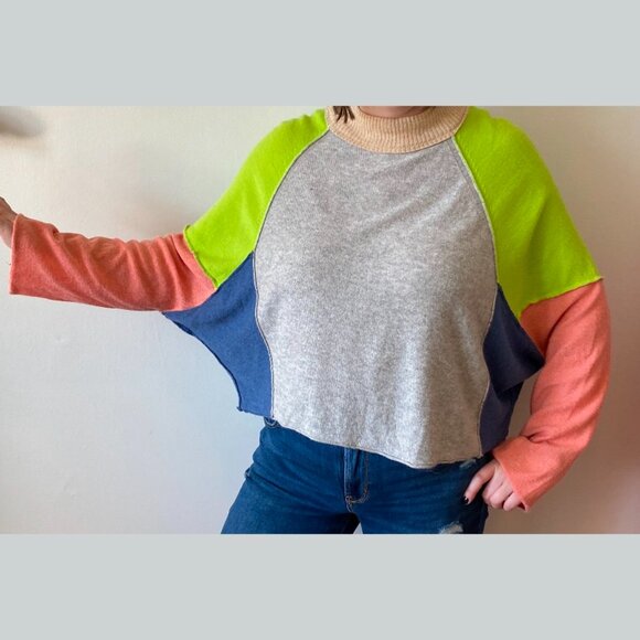 Storia Colorblock Pullover Bat Wing Sweater Womens Medium - Picture 6 of 6